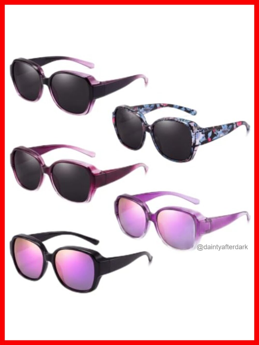 5 Pack Over Glasses Sunglasses for Women Oversized Square Polarized Fit Over